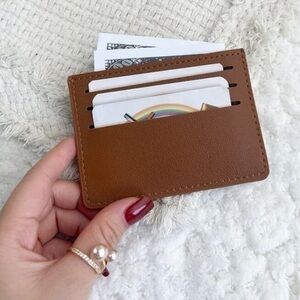 Brown Faux Leather Embossed Card Holder